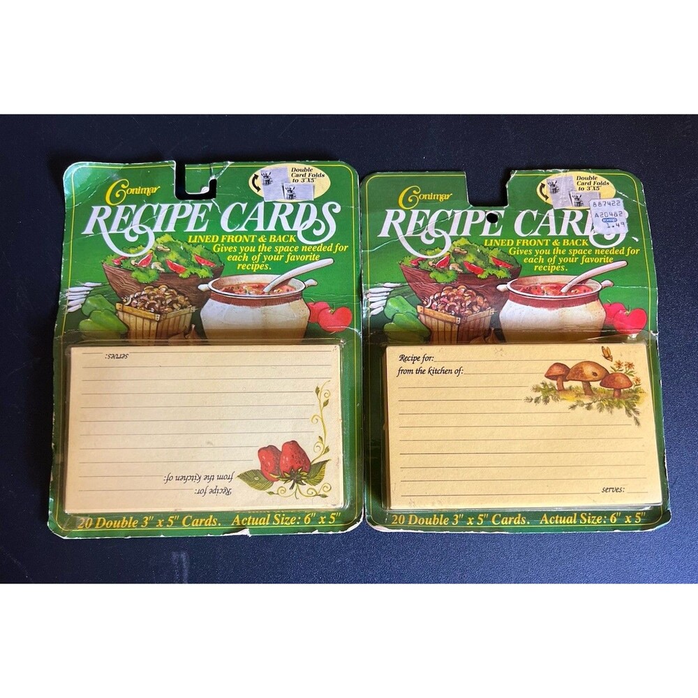 Vintage Recipe Cards 20 Double 3" x 5" Cards Made in USA Conimar